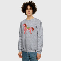 Свитшот хлопковый мужской Красочная лошадка, цвет: меланж — фото 2