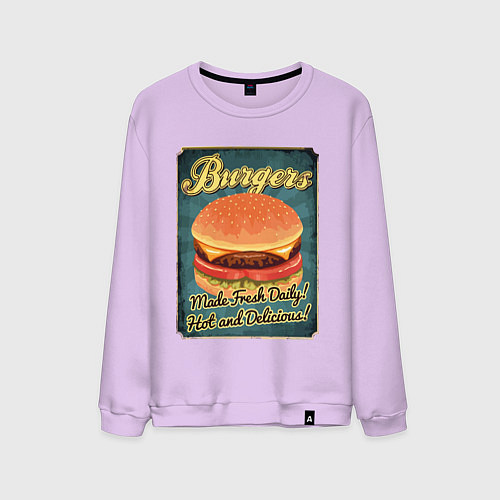 Мужской свитшот Burgers - Made fresh daily! / Лаванда – фото 1