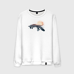 Свитшот хлопковый мужской Прыгающая Лисичка, цвет: белый