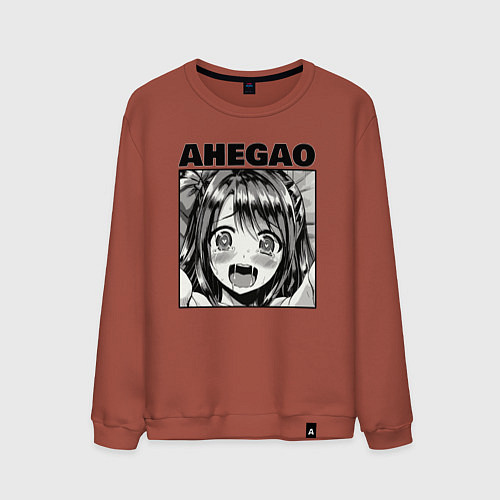 Мужской свитшот Девушка: ахегао / Кирпичный – фото 1