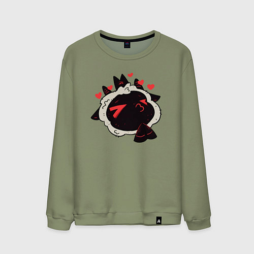 Мужской свитшот Cult of the Lamb - Овечка хочет поцеловаться / Авокадо – фото 1