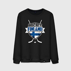 Свитшот хлопковый мужской Хоккей Финляндия, цвет: черный
