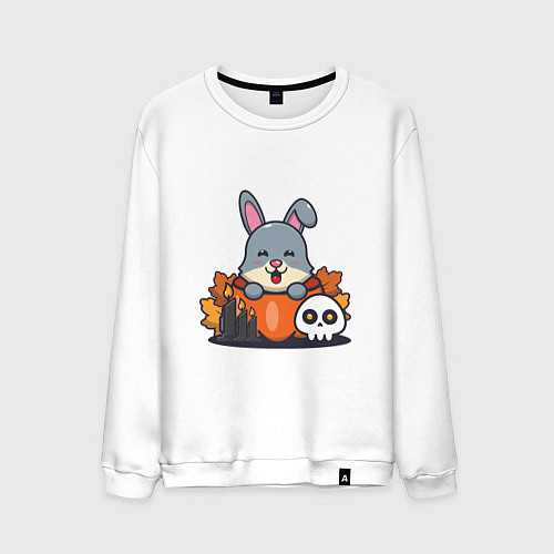 Мужской свитшот Rabbit halloween / Белый – фото 1