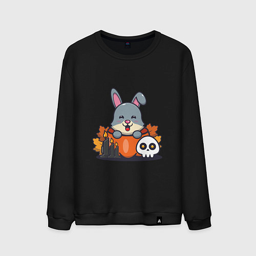 Мужской свитшот Rabbit halloween / Черный – фото 1