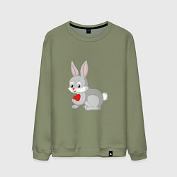 Свитшот хлопковый мужской Кролик и сердечко, цвет: авокадо