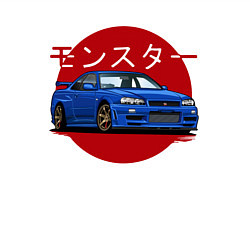 Свитшот хлопковый мужской Nissan Skyline R34 GT-R, цвет: белый — фото 2