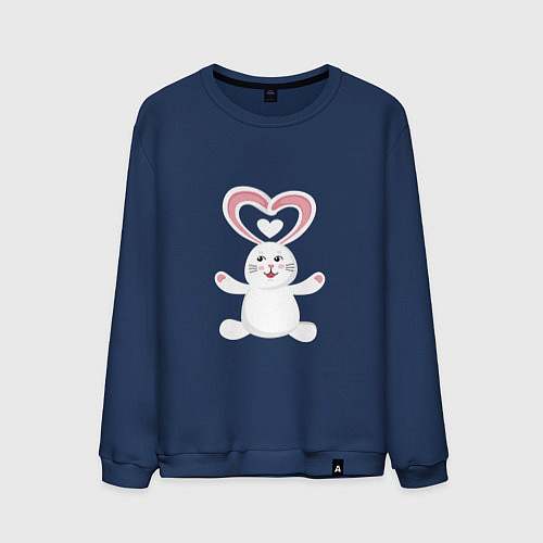 Мужской свитшот Влюблённый кролик / Тёмно-синий – фото 1