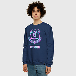 Свитшот хлопковый мужской Everton FC в стиле glitch, цвет: тёмно-синий — фото 2