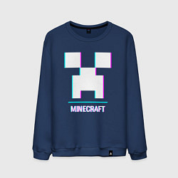 Свитшот хлопковый мужской Minecraft в стиле glitch и баги графики, цвет: тёмно-синий