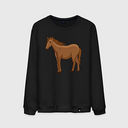 Свитшот хлопковый мужской Милая лошадка, цвет: черный