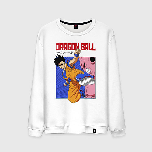 Мужской свитшот Dragon Ball - Сон Гоку - Удар / Белый – фото 1
