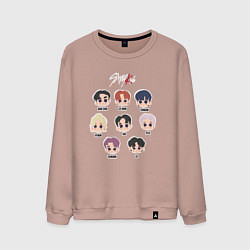 Свитшот хлопковый мужской Stray Kids Chibi, цвет: пыльно-розовый