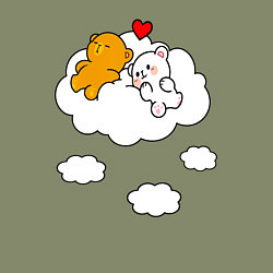 Свитшот хлопковый мужской Влюбленные медвежата на облаке, цвет: авокадо — фото 2