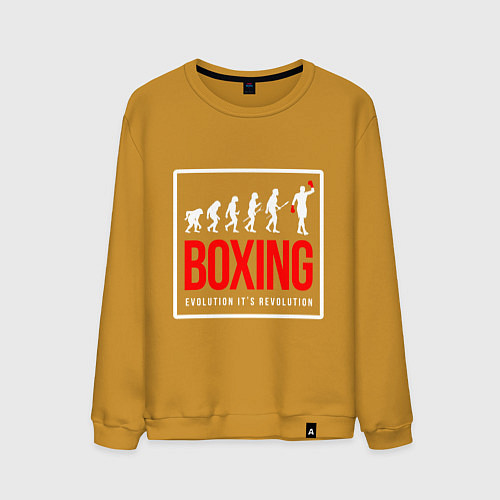 Мужской свитшот Boxing evolution its revolution / Горчичный – фото 1