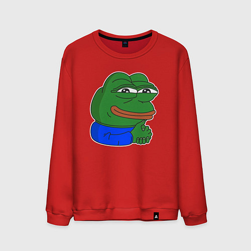 Мужской свитшот Лягушонок Пепе хитрый / Красный – фото 1