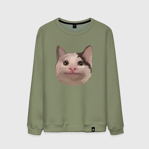 Мужской свитшот Polite cat meme / Авокадо – фото 1