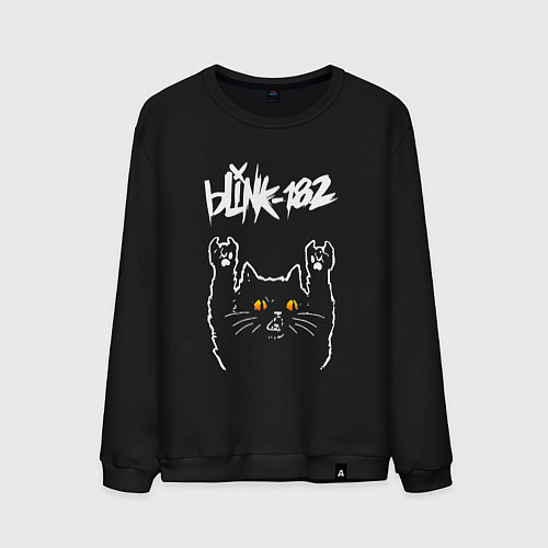 Мужской свитшот Blink 182 rock cat / Черный – фото 1