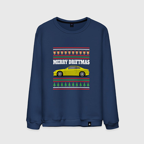 Мужской свитшот Merry Driftmas Nissan Silvia S15 Ugly Sweater / Тёмно-синий – фото 1