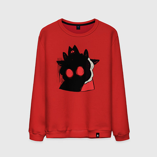 Мужской свитшот Cult of the Lamb - Овечка в испуге / Красный – фото 1
