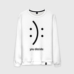 Свитшот хлопковый мужской Уou decide, sad or cheerful, цвет: белый