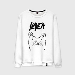 Свитшот хлопковый мужской Slayer - rock cat, цвет: белый