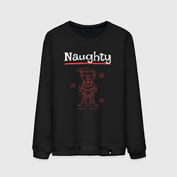 Свитшот хлопковый мужской Naughty elf, цвет: черный