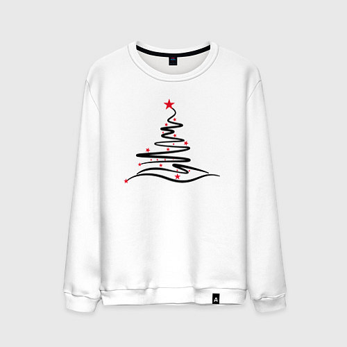 Мужской свитшот Стильная Новогодняя Ёлка / Белый – фото 1