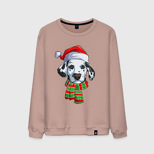 Мужской свитшот Новогодний далматинец / Пыльно-розовый – фото 1