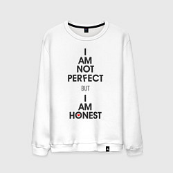 Свитшот хлопковый мужской I am not perfect - but I am honest, цвет: белый