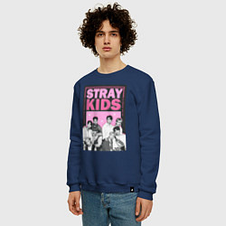 Свитшот хлопковый мужской Stray Kids boy band, цвет: тёмно-синий — фото 2