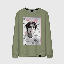 Свитшот хлопковый мужской Lee Know Stray Kids, цвет: авокадо