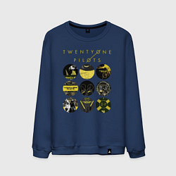 Свитшот хлопковый мужской Twenty One Pilots коллаж, цвет: тёмно-синий