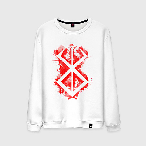 Мужской свитшот Клеймо жертвы - брызги - гатс / Белый – фото 1