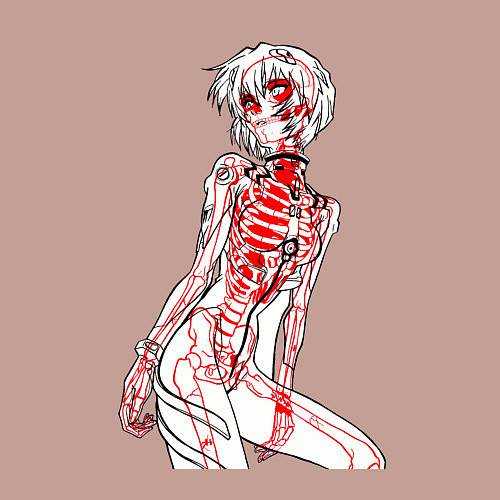 Мужской свитшот Просто Рей Аянами - Ева / Пыльно-розовый – фото 3