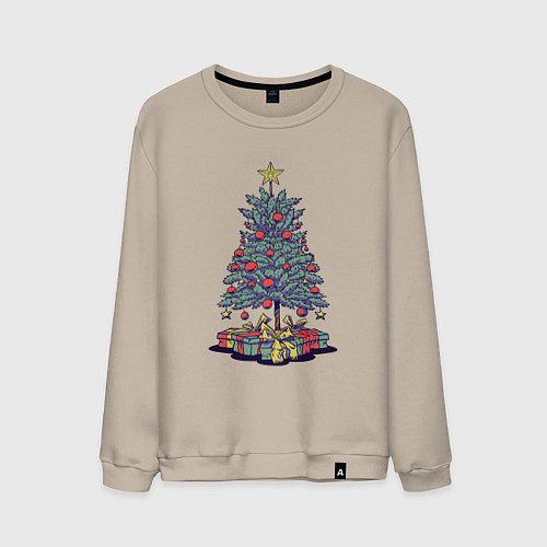 Мужской свитшот Новогодняя елка с подарками / Миндальный – фото 1