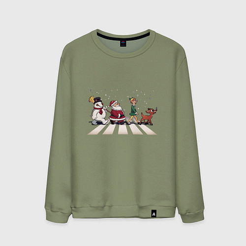 Мужской свитшот Beatles Christmas / Авокадо – фото 1