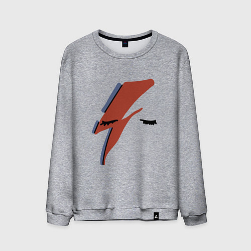 Мужской свитшот Дэвид Боуи - молния / Меланж – фото 1