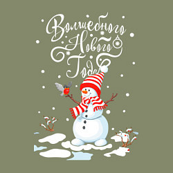 Свитшот хлопковый мужской Новогодний снеговик, цвет: авокадо — фото 2