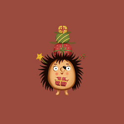 Свитшот хлопковый мужской Ёжик с Новогодними подарками, цвет: кирпичный — фото 2