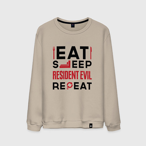 Мужской свитшот Надпись: eat sleep Resident Evil repeat / Миндальный – фото 1