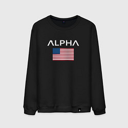 Свитшот хлопковый мужской Alpha USA, цвет: черный