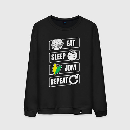 Мужской свитшот Eat sleep JDM repeat / Черный – фото 1