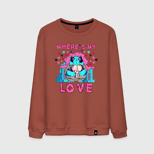 Мужской свитшот Где ты моя любовь / Кирпичный – фото 1
