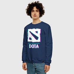 Свитшот хлопковый мужской Dota в стиле glitch и баги графики, цвет: тёмно-синий — фото 2