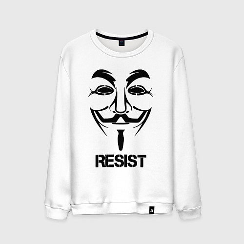 Мужской свитшот Guy Fawkes - resist / Белый – фото 1