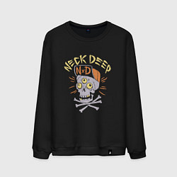 Мужской свитшот Neck Deep band панк рок - череп в кепке