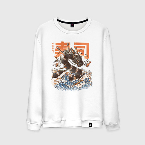 Мужской свитшот Суши дракон Канагавы / Белый – фото 1