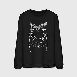 Свитшот хлопковый мужской Mayhem рок кот, цвет: черный