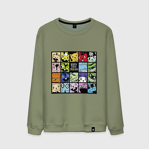 Мужской свитшот All happy three friends / Авокадо – фото 1