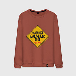 Свитшот хлопковый мужской Gamer zone - keep out, цвет: кирпичный